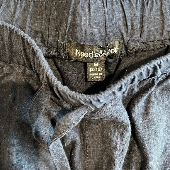 Needle & Cloth sz M navy blue linen drawstring casual pants jogger style - Picture 4 of 4